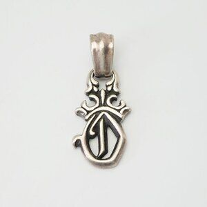 Designer goth biker sterling silver crown initial letter O pendant by Bill Wall
